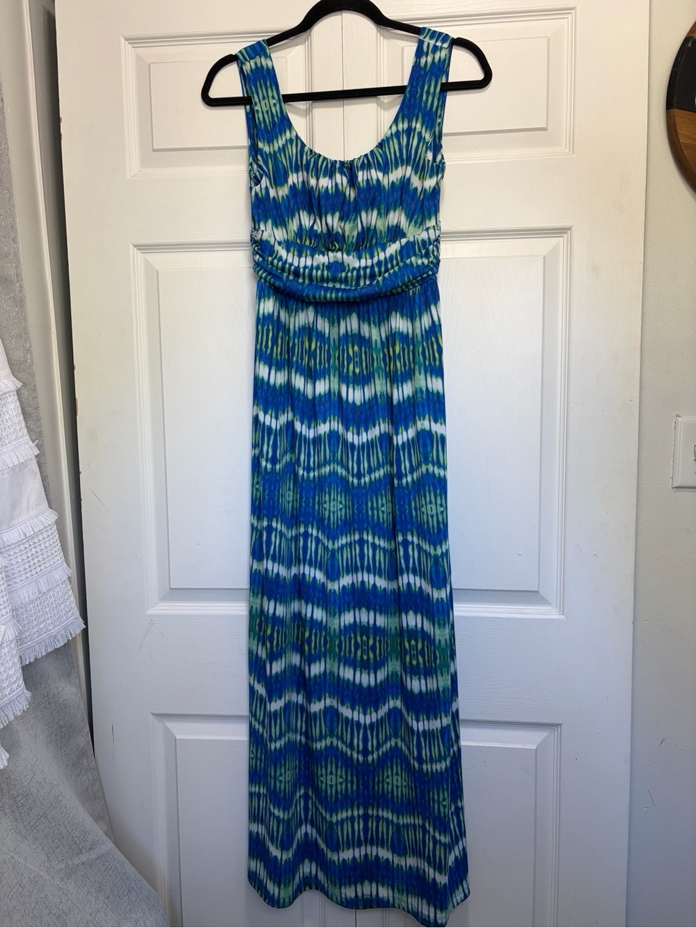 AB Studio Blue & Green multi color Maxi Dress Sz small